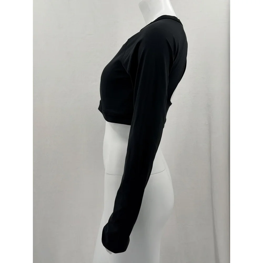 Nike Top Womens XL Black Dri-Fit Cutout Crop Long Sleeve Bra Activewear Gym